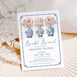 Wildblume Chinoiserie Porcelain Bridal Brunch Einladung