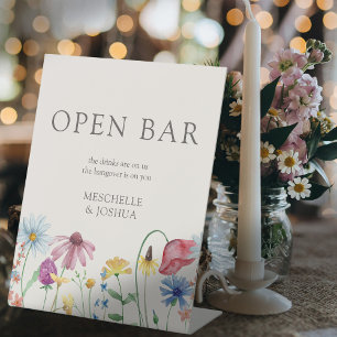 Wildblume Country Floral Wedding Open Bar Sockelschild