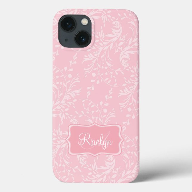 Wildblume Damask gemustert rosa Name Case-Mate iPhone Hülle (Rückseite)