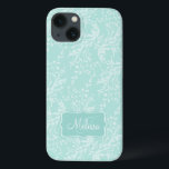 Wildblume Damask gemusterter aquamariner Name IPAD Case-Mate iPhone Hülle<br><div class="desc">Moderne Wildblume Damast gemusterte ipad Abdeckung in hellen aqua aquamarine Farbtöne. Passen Sie diese hübsche Musterabdeckung mit Ihrem Namen und Ihrer Initial- oder Monogrammfamilie an. Derzeit liest Melissa J. Ideal personalisiert für Mädchen und Frauen. Einzigartiges,  in Wildblume gestyltes Damast-Design von Sarah Trett.</div>