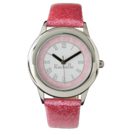 Wildblume Damaskus drucken rosa Armbanduhr