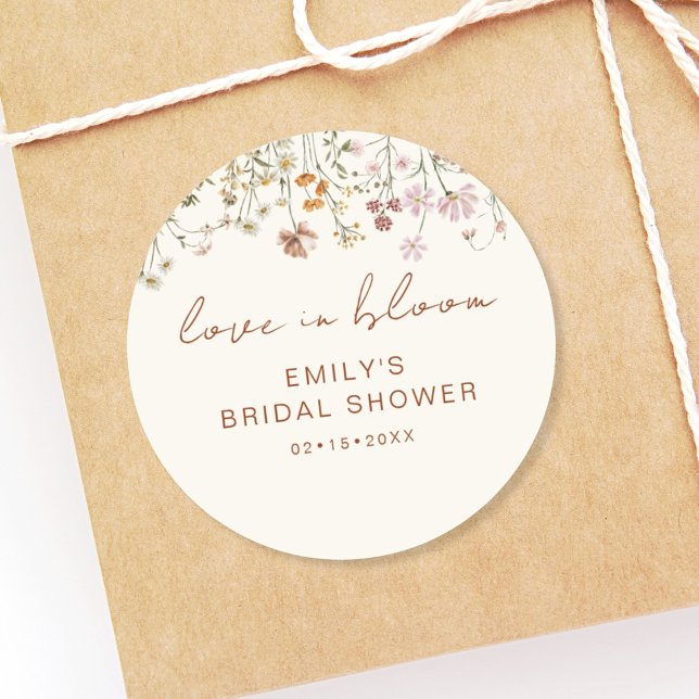 Wildblume Dankeschön Brautparty Liebe in Bloom Runder Aufkleber (Von Creator hochgeladen)