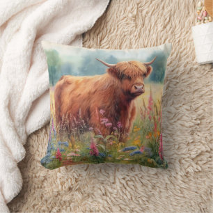 Wildblume der Hochglanzkühe Kissen