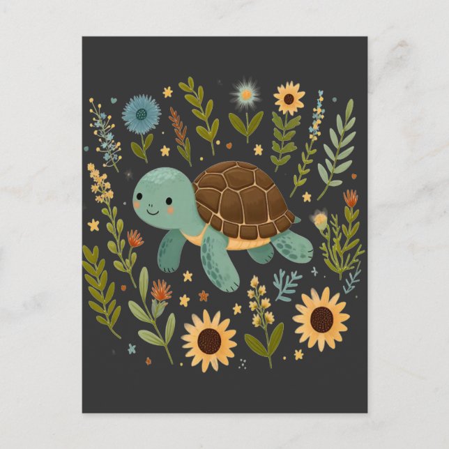 Wildblume der niedlichen Landschildkröten Postkarte (Vorderseite)