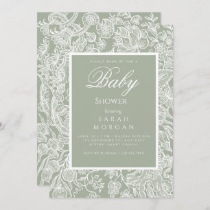 Wildblume der schlichten Seite Grüne Linie Einladung