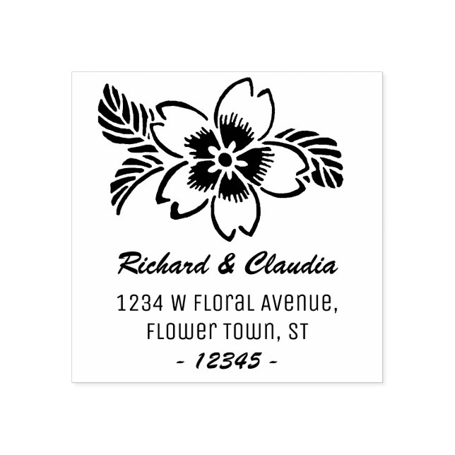 Wildblume der tropischen Blume | Name Rücksendeadr Gummistempel (Prägung)