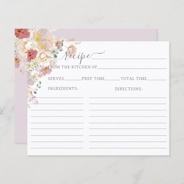 Wildblume der Wasserfarbe Lila Brautrezept (Vorne/Hinten)