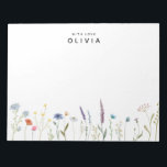 Wildblume der Wasserfarbe Personalisiert mit Liebe Notizblock<br><div class="desc">Beautiful Aquarell Wildblume Note Pad Einfach den Namen anpassen.</div>