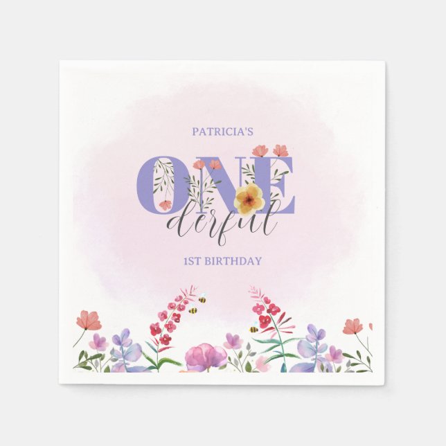 Wildblume der Wasserfarbe Serviette (Vorderseite)