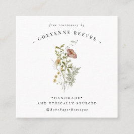 Wildblume der Wasserfarbenfeder Quadratische Visitenkarte