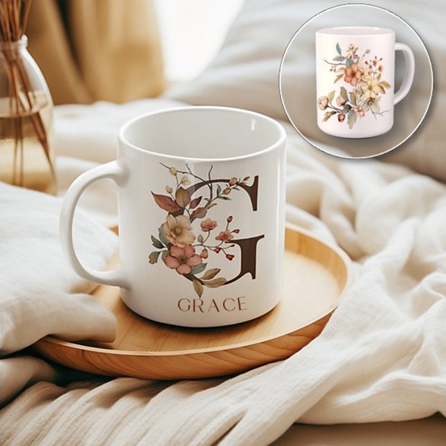 Wildblume des Farblands Monogramm Buchstaben G Kaffeetasse (Von Creator hochgeladen)