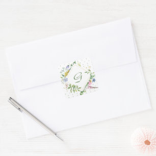 Wildblume Diamond Monogramm Aufkleber