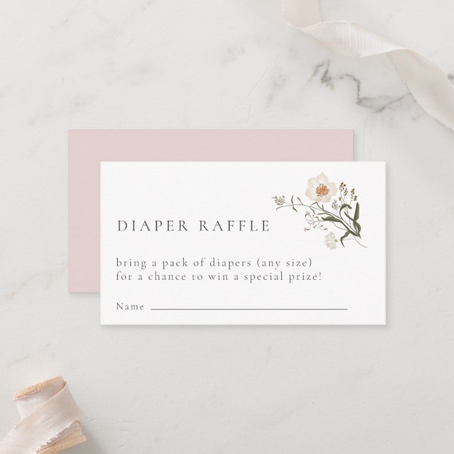 Wildblume Diaper Raffellenkarte Platzkarte (Vorderseite/Rückseite Beispiel)