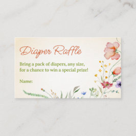 Wildblume Diaper Raffle Ticket Floral Baby Dusche Begleitkarte