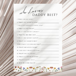 Wildblume, die Daddy Baby Shower Game Card kennt Einladung