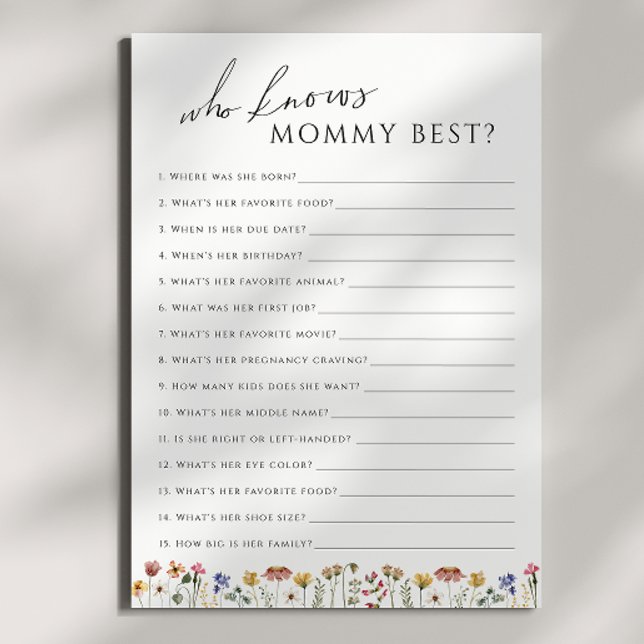 Wildblume, die Mama Baby Shower Game Card kennt Einladung (Von Creator hochgeladen)