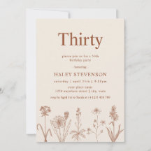 Wildblume Dreißig Beige Terracotta 30. Geburtstag