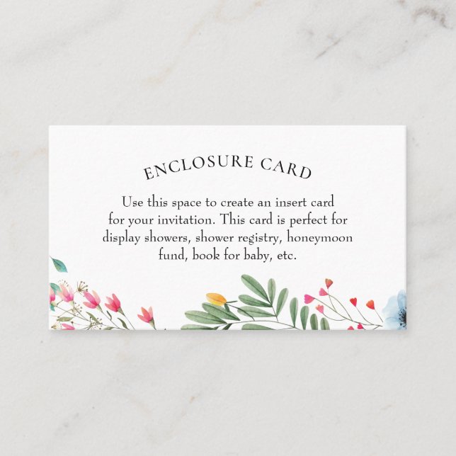 Wildblume-Duschekarte Visitenkarte (Vorderseite)