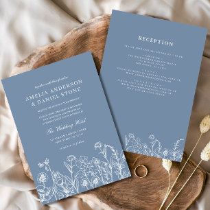 Wildblume Dusty Blue Botanical All in One Wedding Einladung