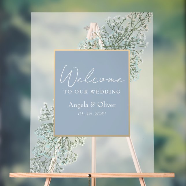 Wildblume Dusty Blue Wedding Memorial Acrylschild (Neutral)