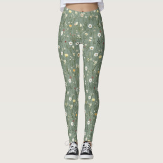 Wildblume Dusty Sage Blumengrün Leggings