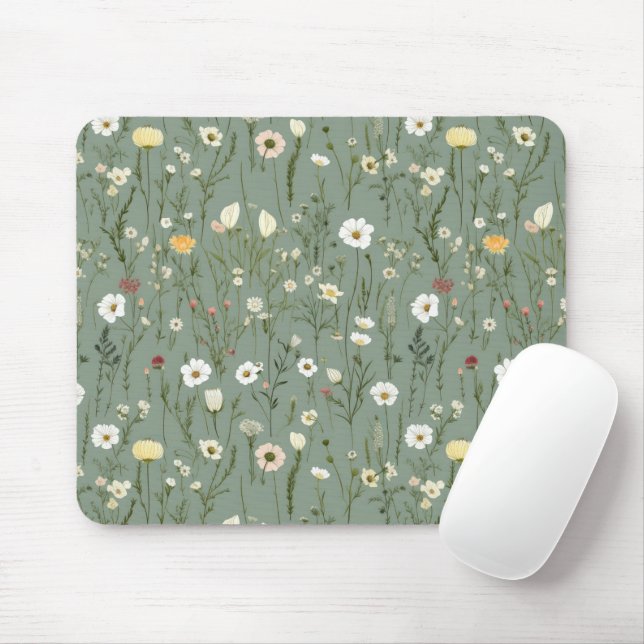 Wildblume Dusty Sage Blumengrün Mousepad (Mit Mouse)