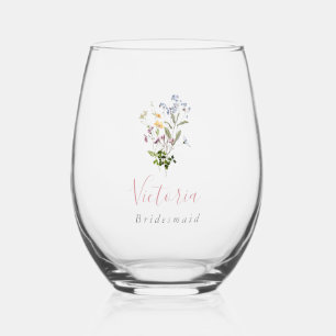 Wildblume Edelloses Weinglas Bridesmaid Geschenk Ohne Stiel