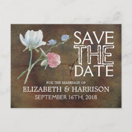 Wildblume Eichenholz Hochzeit speichern das Datum Ankündigungspostkarte
