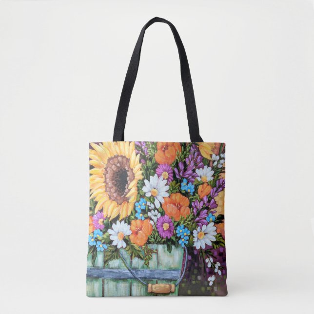 "Wildblume-Eimer-Blumenstrauß-" Taschen-Tasche (Vorderseite)
