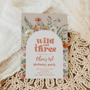 Wildblume Einladung Dritter Geburtstagspartei