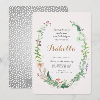 Wildblume Einladung zum ersten Geburtstag