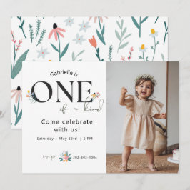 Wildblume Einladung zum ersten Geburtstag Foto