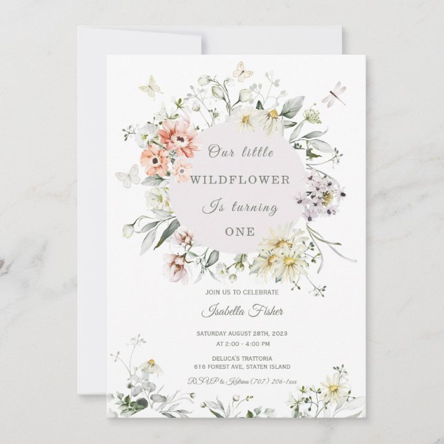 Wildblume Einladung zum Geburtstag (Vorderseite)