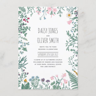 Wildblume Einladung zur Hochzeit von Botanischen F