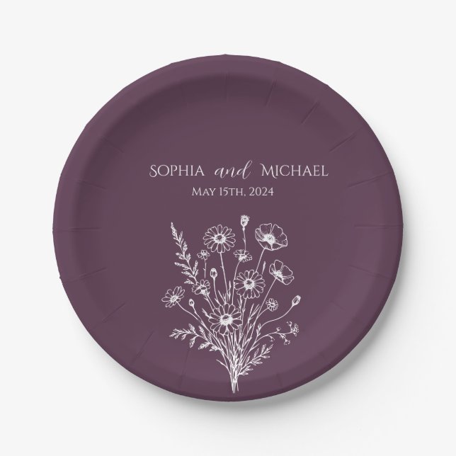 Wildblume Elegance-Wedding - Napkins Pappteller (Vorderseite)
