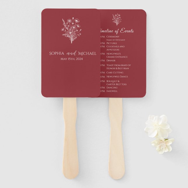 Wildblume Elegance-Wedding-Programm Fächer (Vorne und Hinten)