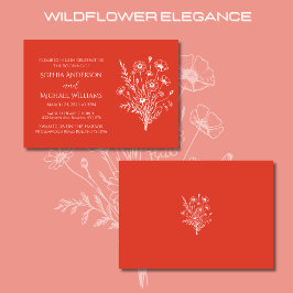 Wildblume Elegance-Wedding Rote Orange Einladung