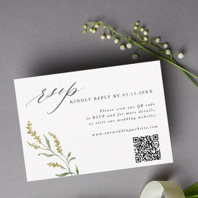 Wildblume Elegant Wedding QR Code RSVP Karte (Von Creator hochgeladen)