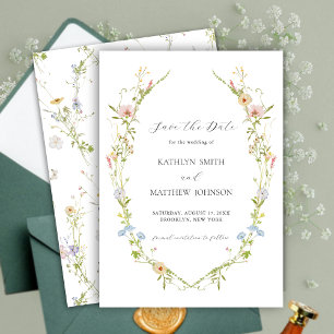 Wildblume Elegante Moderne Blumenzeremonie Save The Date