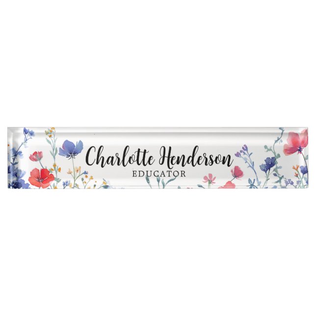 Wildblume Eleganter Individuelle Name Plate Beruf Namensplakette (Vorderseite)