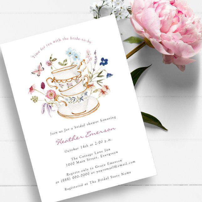 Wildblume Elegantes Party Einladung (Wildflower Elegant Garden Party Invitation by Painted Paperie
)