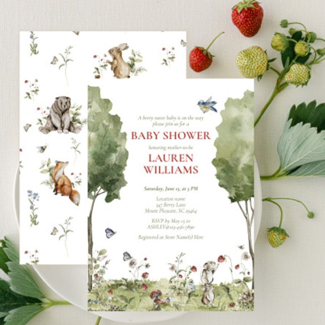 Wildblume Erdbeere Sommerdusche Einladung (Baby Shower Invitation!)