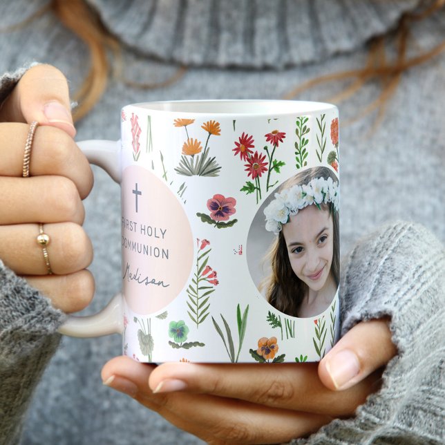 Wildblume Erste Heilige Kommune Foto Kaffeetasse (Wildflower First Holy Communion Photo Coffee Mug)