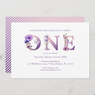 Wildblume Erster Geburtstag Party Einladung