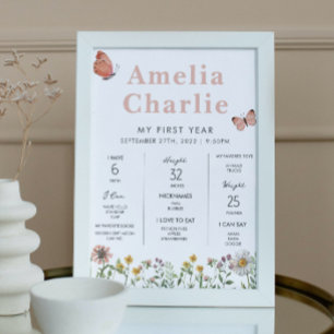 Wildblume Erstes Jahr Erster Geburtstag Meilenstei Poster