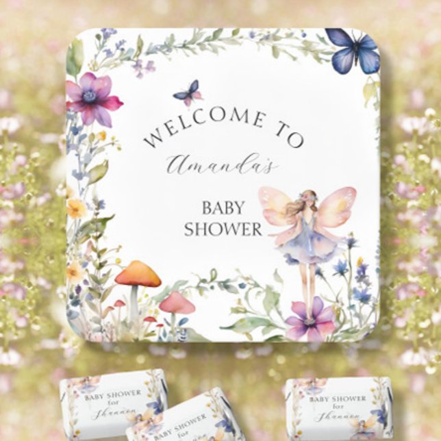 Wildblume Fairy Butterfly Garden Baby Dusche Rechteckiger Pappuntersetzer (Von Creator hochgeladen)