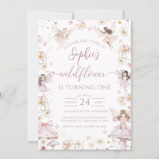 Wildblume Fairy Erster Geburtstag Party Einladung