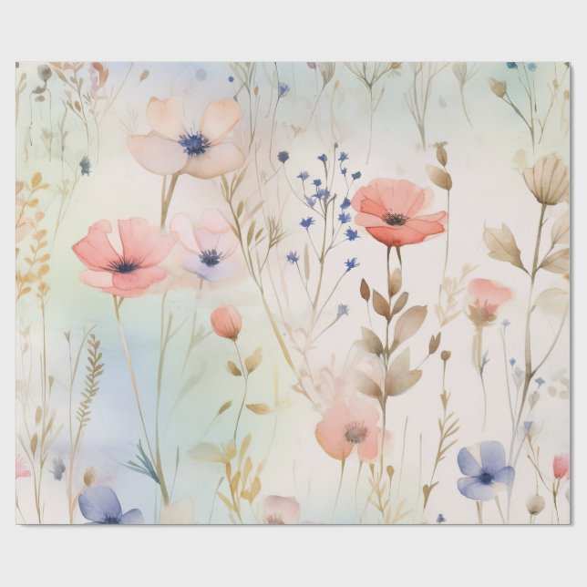Wildblume Fairy Floral Wrapping Paper Geschenkpapier (Flach)