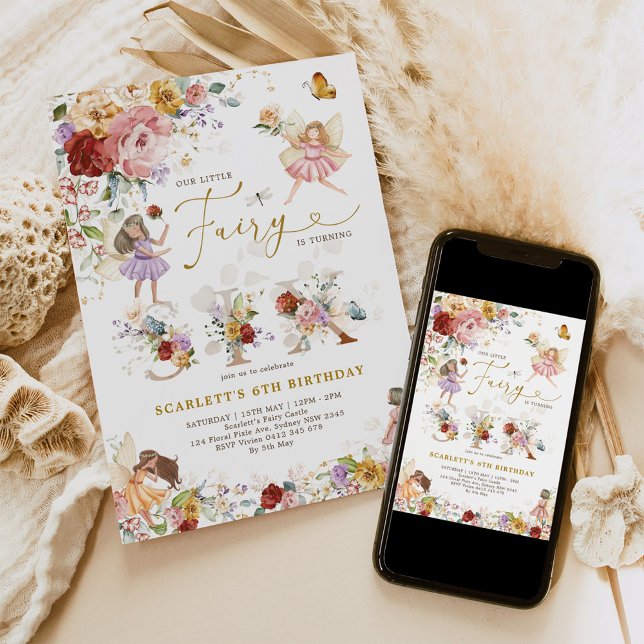 Wildblume Fairy Princess 6. Geburtstag Einladung (Von Creator hochgeladen)