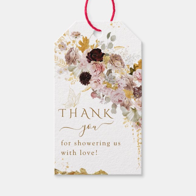 Wildblume Fall Elegante Gold Baby Girl Dusche Geschenkanhänger (Vorderseite)